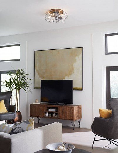 JAXON® 22" Caged Flush Mount Ceiling Fan- Galvanized Finish