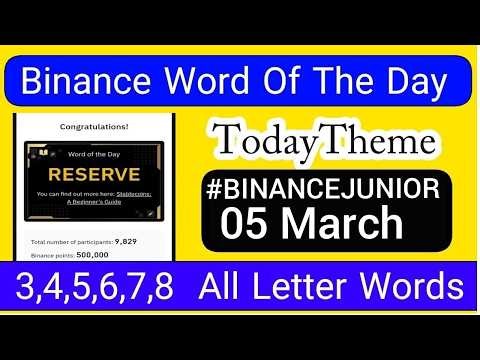 Word Of The Day Binance 5 March 2026 | All Letter Today Binance Word Of The Day Theme #BINANCEJUNIOR
