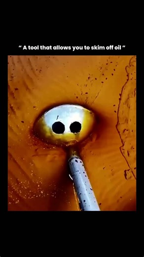 Explainer Zone™ on Instagram: "This tool is a specialized oil skimmer spoon, designed to separate excess oil from soups, curries, broths, and other liquid dishes with surprisingly little effort. It works using a basic physical principle — oil is lighter than water, so it naturally stays on the surface. The spoon features tiny perforations that let the heavier water pass through while trapping the oil layer on top, allowing you to lift it away cleanly. By pouring out the collected grease, you get