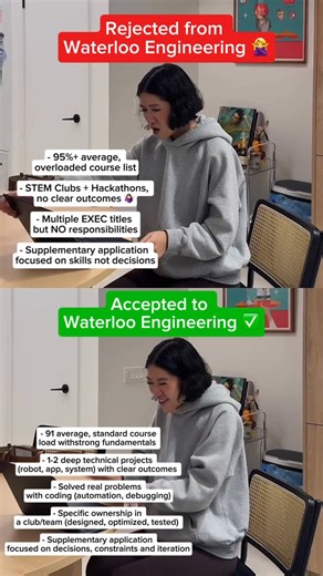 Youthfully on Instagram: "Everyone thinks getting into Waterloo Engineering means doing more. More courses. More clubs. More hackathons. But admissions officers aren’t counting activities, they’re reading for engineering thinking, decision-making, and problem-solving. The strongest applicants don’t list everything they touched. They explain WHY they designed something a certain way, WHAT constraints they faced, and HOW they improved it. 👀👍💡 👉 If you’re unsure how to tell your engineering sto