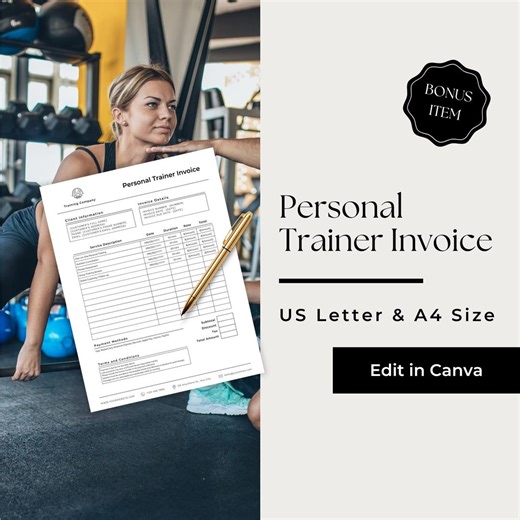 Personal Trainer Invoice, Personal Training Invoice, Fitness Invoice, Fitness Client Forms, PRT101-1 - Etsy