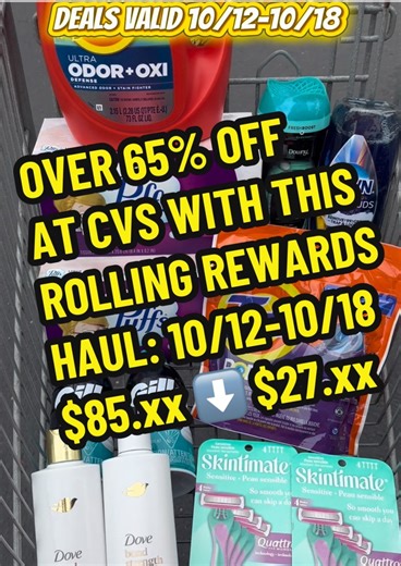 16K views · 224 reactions |  HUGE savings at CVS this week with this Rolling Rewards Haul! ✨ THIS HAUL IS OVER 65% OFF, and we have absolutely no oral care included ! For the printable breakdown and shopping list comment “Rolling Rewards” below and I’ll send it to you! Let me know if you score in the comments below! ⬇️ 勺Kay #cvsdeals #cvsdealsthisweek #couponingforbeginners #cvs #couponing101 | Couponing with Kay | Facebook