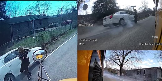 Near miss caught on camera as driver illegally passes school bus