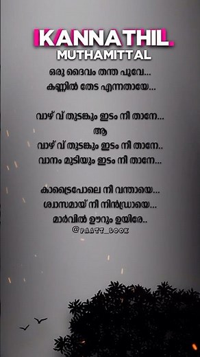 Kannathil Muthamittal song lyrics malayalam #tamilsong #malayalam #tamil #song #lyricvideo