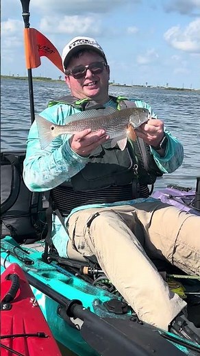Garrett got his first red fish on the fly ride today y'all!