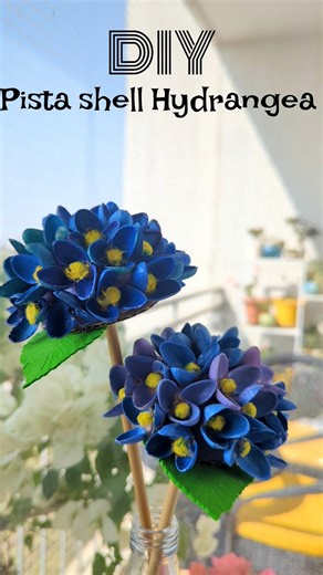 Hydrangea from pista shell #shorts #pistashellcraft #craft #diy #pistashellart