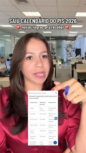 Anderlânia Domingos on Instagram: "📅 calendário do PIS 2026: atenção às novas regras! Você sabia que o PIS 2026 será referente ao ano-base 2024? 👀 ⚠️ Mudança importante a partir de 2026: 👉 O valor não será mais vinculado a até 2 salários mínimos. 👉 Agora, o cálculo passa a ser feito com base na correção pela inflação. 💰 Data de pagamento: 📌 O pagamento será sempre no dia 15. 📌 Se cair em domingo ou feriado, o valor será pago no próximo dia útil. 📲 Consulta do PIS 2026: A partir de 5 de f