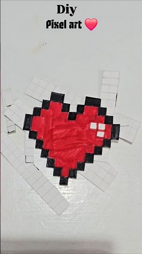 Day 1 : Pixel paper art ❤️ #youtubetrending #youtubeviral #diy #pixelart #papercraft