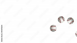 Five animated baseball bounces left to right on the screen on a transparent background. 5 Animated American baseball hits the ground and bounces beautifully against the alpha transparent background.