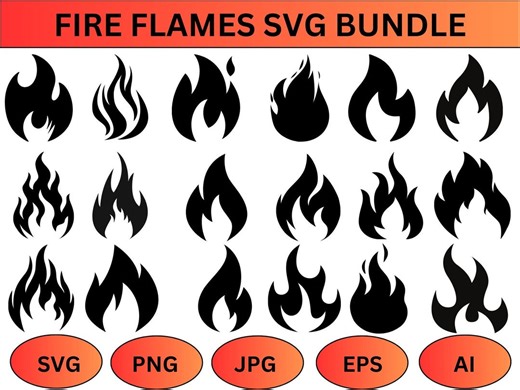 Fire Flame SVG Bundle: Cut Files for Cricut, Silhouette (digital Download) - Etsy