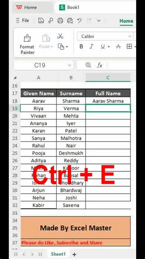 Flash Fill- Full Name- Excel tips & Tricks