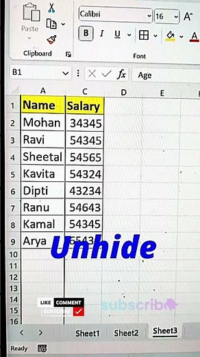 Hide/Unhide Shortcuts In Excel 😎 | MS Excel Shortcut Keys 💯 #exceltricks #exceltips #tech #excel