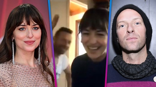 Chris Martin Helps Girlfriend Dakota Johnson Do a Virtual Interview