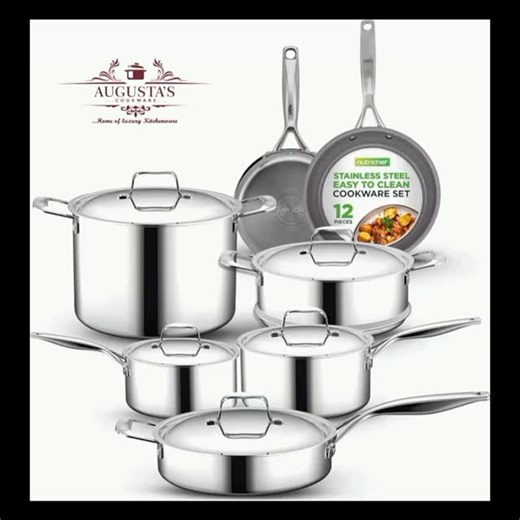 LUXURY KITCHEN APPLIANCES on Instagram: "NUTRICHEF KITCHEN 12PCS MULTI-CLAD STAINLESS STEEL COOKWARE SET STAINLESS STEEL. ‎Available in store... ‎N715,750 ‎ ‎12-PIECE SET: This Kitchenware Pots & Pans set include 1.5qt & 3.0qt saucepan pot with lid, a 3.4qt saucepan with lid, 8qt stockpot with lid, steamer insert with lid, and an 8” & 9.5” fry pan. Great for accommodating your kitchen needs. ‎ ‎NON-STICK COATING: The PFOA/PFOS-free nonstick pot set cooking ware features a long-lasting nonstick c