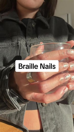 Braille on my nails! I got liquid chrome #LGMD for Limb-Girdle Muscular Dystrophy on rainbow chrome. Two messages in one! @CNIB Foundation partnered with @THE TEN SPOT for #BrailleLiteracyMonth, only until Feb 15 🧡💛💅🏼🦯✨ #BrailleNails #MuscularDystrophy #Canada