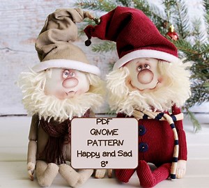 Christmas Gnome Sewing Patterns PDF, DIY Cloth Doll Tutorial for Happy and Sad Gnomes, Do It Yourself - Etsy