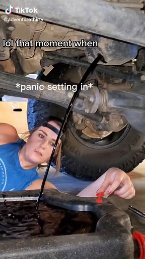 I'm pretty sure we've all done this at least once 🤣 footage from my last oil change 😬 @valvoline #oilchange #mechanic #youtubemechanic #jeeplife #wrenching