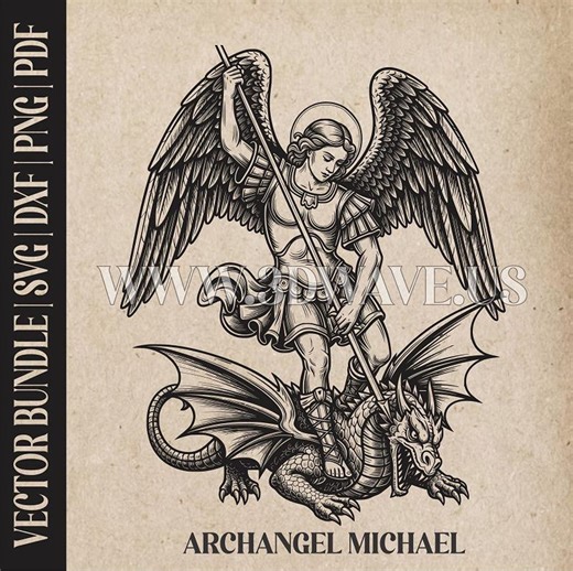 Archangel Michael Vector Art: Laser Cut Files for Cricut, Glowforge SVG | Digital Products - Etsy