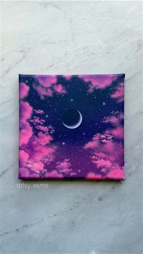 cotton candy cosmos 🌙💜🍬 a dreamy sky made of moonlight & stars for all the dreamers💫 #painting
