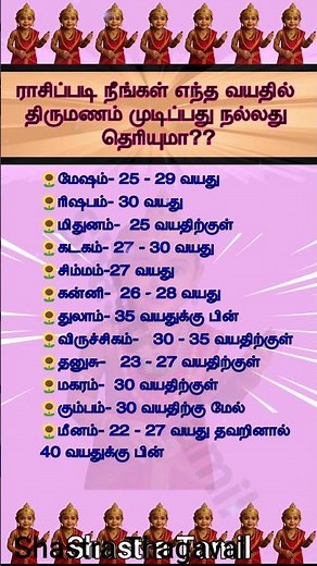 ராசிப்படி நீங்கள் எந்த வயதில் திருமணம் முடிப்பது நல்லது #rasi #trending #shortvideo #youtubeshorts