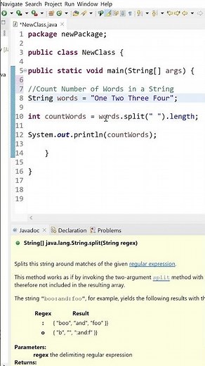 Count Number of Words in a String #coding #java #shortsviral
