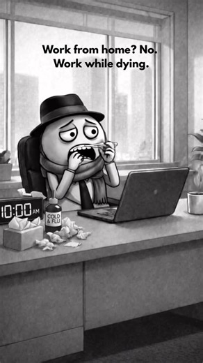 Mr. Calm 🎩 on Instagram: "Sick leave is a suggestion. Deadlines are permanent. Save this for your next “just log in” day. 🤒 #stickman #oddlysatisfying #aesthetic #trending #funny"