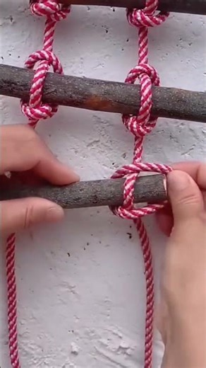 one of the processes of making a ladder using rope and wood#shorts #trending #viral