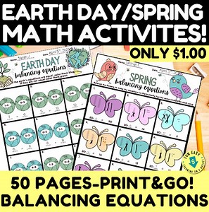 Earth Day & Spring Differentiated Math-Balancing Equations-Build Number Sense