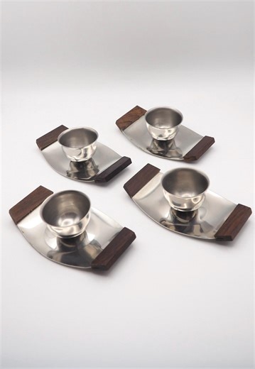 Mid-century Stainless Steel Egg Cup With Wooden Details - Etsy UK