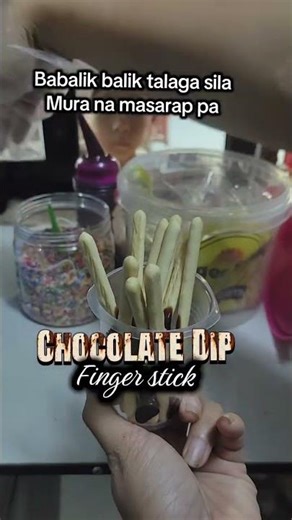 Siguradong babalik balikan to s inyong mga tindahan mura na masarap pa#chocolatedip #fingerstick