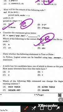 Class 12th Computer Science Answer Key 2026,CBSE detailed solution with tricks will be available...