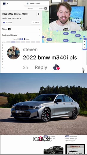Market Analysis: 2022 BMW M340i 📊 If I was in the market for a 2022 BMW M340i, I would be buying an xDrive model with 50k miles or less for ~$43k. 📋 Notes 1. xDrive vs RWD. The average list price is very close between the two and if it were me, I would rather have the AWD for inclement weather. There are also more xDrive models available, which makes it easier to find the spec you want. 2. Sold comps. I like to look at what is selling on the market vs what dealers are asking for. 3. Low invent