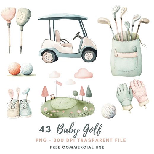 Baby Golf Clipart Png,bundle 46 High Quality, Watercolor Baby Sport Golf, Digital Download,printable Sticker Goodnotes | 655 - Etsy