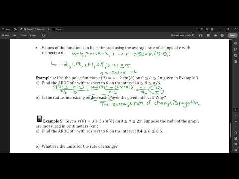 AP Precalc 3 15 Rates of Change of Polar Function Notes Part 2