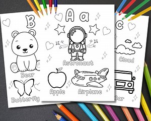 Printable Educational ABC Alphabet Coloring Pages for Kids / 26 Coloring Pages for Toddler / Coloring Sheets Book / Improve Motor Skills - Etsy