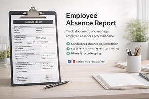 Employee Absence Report Form (editable Word, Printable PDF) - Etsy