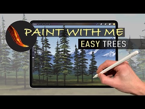 IPAD PAINTING TUTORIAL - Easy Pine Tree Painting in Procreate