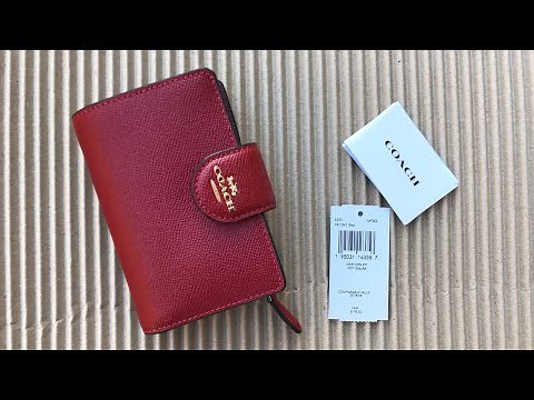 COACH ☜UNBOXING☞ Medium Corner Zip Wallet / 6390 / Red