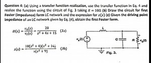 Question 4: (a) Using a transfer function realization, use the ... | Filo