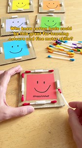 262K views · 2.3K reactions | Here’s a new DIY colour matching activity that your little ones will love! Match and slide the coloured cotton buds into the right spots. It’s a simple yet hands-on way to build colour recognition and fine motor skills, all while having so much fun! Would your child enjoy this? Let me know in the comments! ⬇️#earlylearning #finemotoractivity #toddleractivity #preschoolathome #diykidsactivities | Happy Tot Shelf - Raising Happy Learners | Facebook
