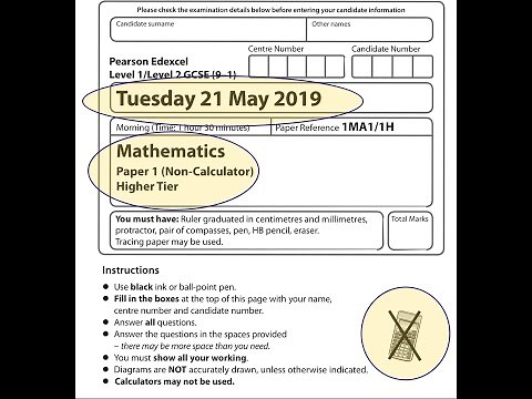 EDEXCEL GCSE Maths. June 2019. Paper 1. Higher. Non-Calculator. 1H.