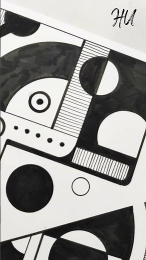 Black & White Geometric Drawing | Relaxing Line Art #shorts