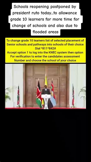 School Reopening Delayed Announcement by President Ruto