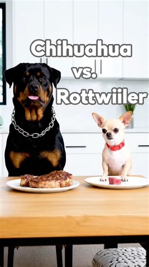 Chilhahua vs Rottwiller Food Eating challenge
