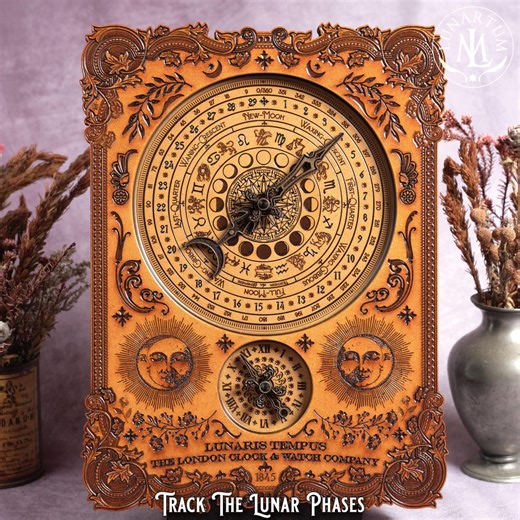 The Lunarium III Moon Phase Clock: Artisan Lunar Calendar & Desktop Timepiece by Lunartum (golden Smoke) - Etsy Canada