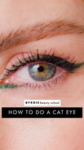 Creating the perfect cat eye is definitely an art, but celebrity and editorial makeup artist, @katiejanehughes, shows us how in *two* simple steps. Watch the full video for all of her tips and tricks. | Byrdie