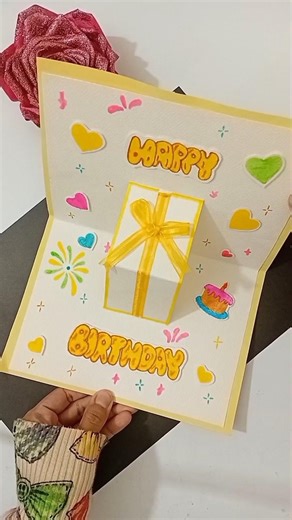 DIY Pop-up Birthday Card 🎂 #art #handmade #youtubeshorts #easy