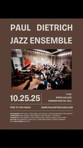 Enjoyed performing with the Paul Dietrich Jazz Ensemble at Ripon College last night with good friends from Madison, Milwaukee, Appleton, and Chicago. #jazz #orchestra #ripon #wisconsin | Eric Koppa