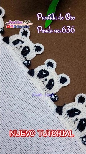 Final result: Panda Bear lace edging 🐼 #crochet #crocheters #starlace #crafts #handmade