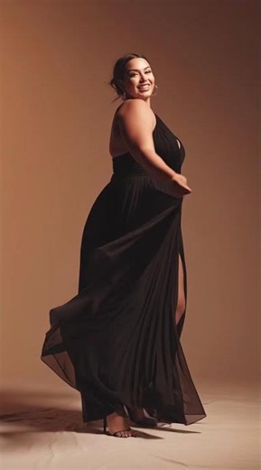 best elegant plus size turkish woman posing gracefully in black v neck